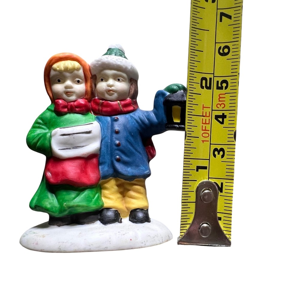 Vintage Ceramic Carolers Figurine‎ Children w Lantern Snow Base Christmas Decor